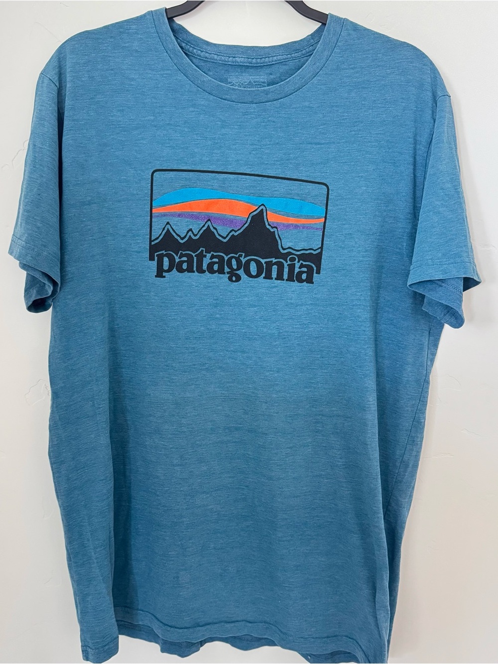 Patagonia Men's Slim Fit Graphic T-Shirt XL Blue Organic Cotton Blend 73 Skyline